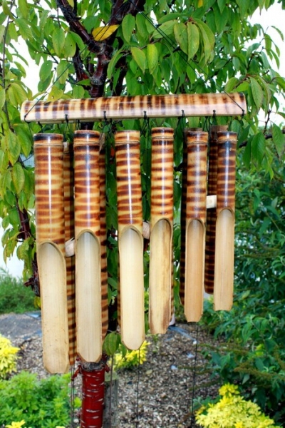 Bambus Windspiel mit 12 Röhren